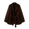 Balou Women's Brown Suede Belted Jacket Coat In Brown