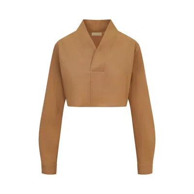 Balou Women's Brown V-collar Shirt Caramel