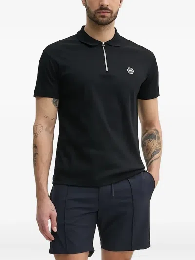 Balr. Zip-neck Logo-detail Polo Shirt In Black