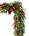 Balsam Hill 10 Ft Outdoor Red Berry Pine Pre-lit Garland In Green
