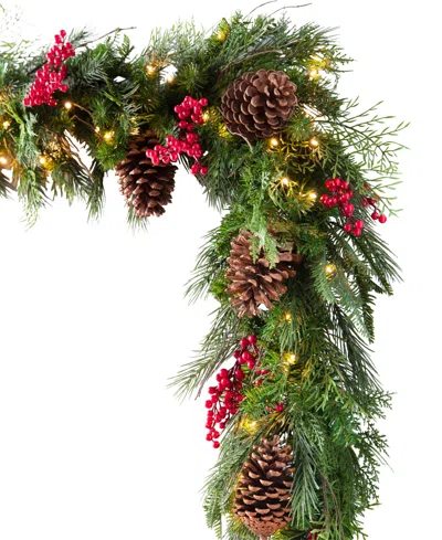 Balsam Hill 10 Ft Outdoor Berry Pine Pre-lit Garland In Green