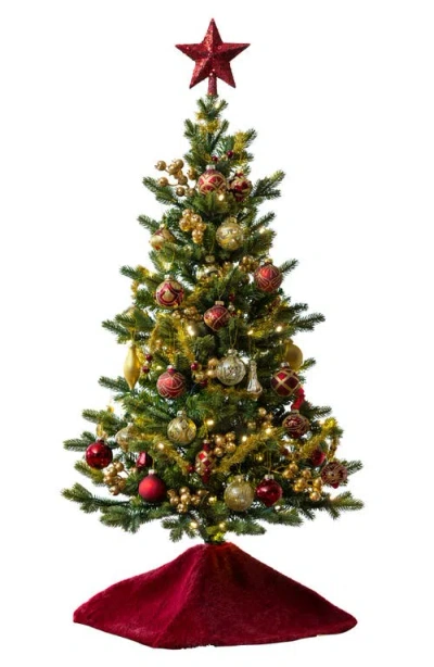 Balsam Hill 3-foot Brilliant Bordeaux Decorated Tree In Red
