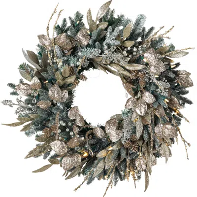 Balsam Hill Champagne And Crystal Wreath In Green