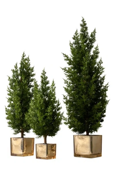 Balsam Hill Evergreen Set Of 3 Tabletop Trees In Green