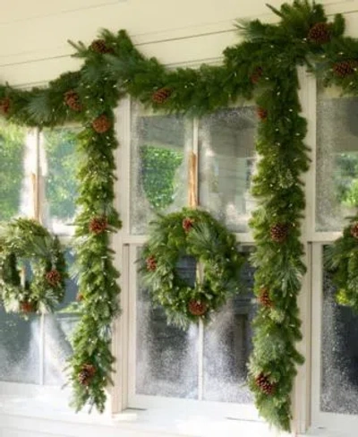 Balsam Hill Mixed Pre Lit Garland Wreath In Green