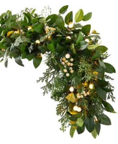 Balsam Hill Outdoor Berry Cypress Pre Lit Garland In Green