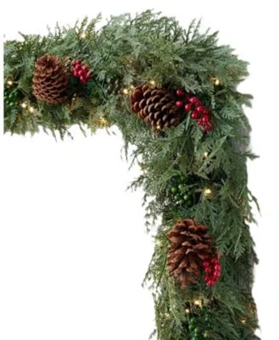Balsam Hill Outdoor Winter Evergreen Christmas Garland In Red,green