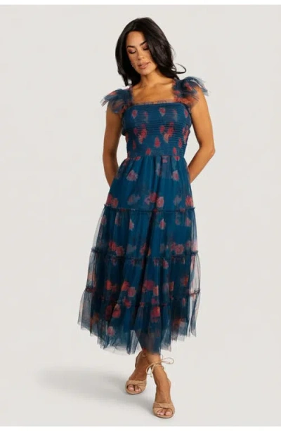 Baltic Born Clementine Tulle Midi Dress In Blue