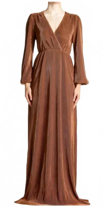 Baltic Born Venus Pleated Maxi Dress In Bronze In Brown
