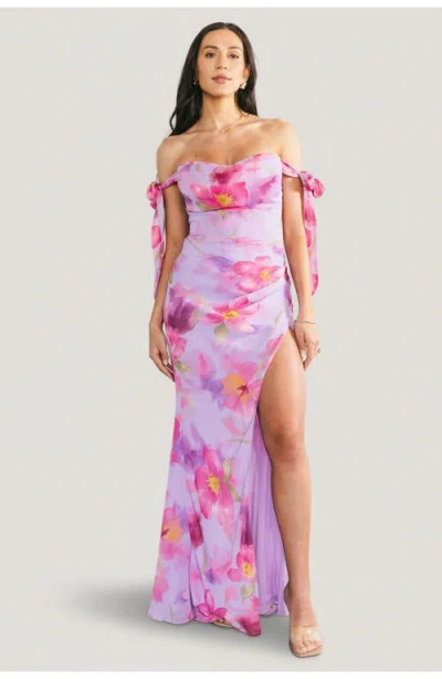Baltic Børn Allegra Off Shoulder Maxi Dress In Purple
