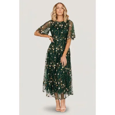 Baltic Børn Arabella Embroidered Tulle Maxi Dress In Green