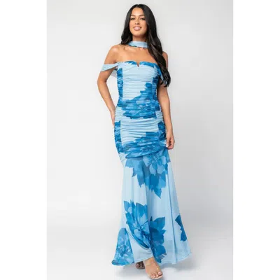 Baltic Børn Bellina Off Shoulder Maxi Dress In Blue