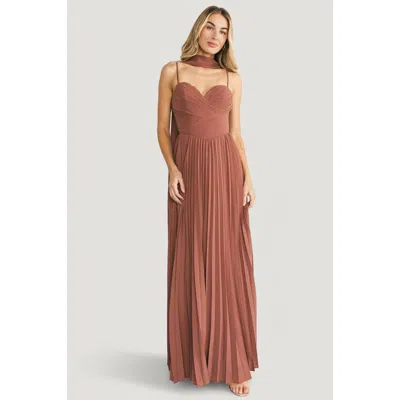 Baltic Børn Georgina Pleated Maxi Dress In Brown