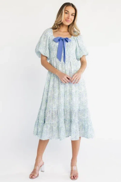 Baltic Børn Jane Bow Midi Dress In Blue