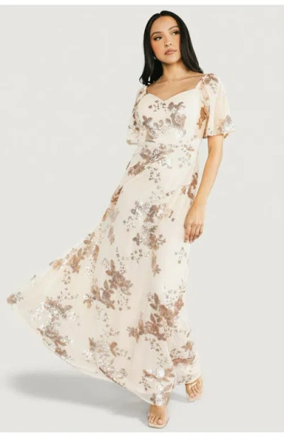 Baltic Børn Karina Sequin Maxi Dress In Neutral