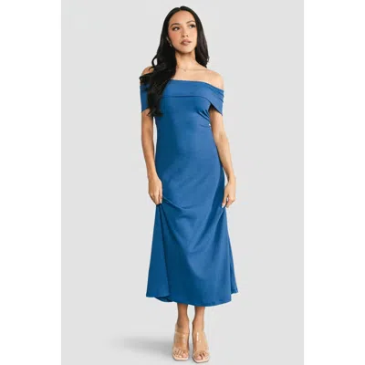 Baltic Børn Kay Off Shoulder Midi Dress In Blue