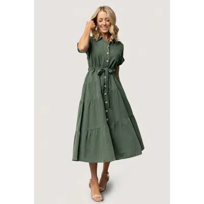 Baltic Børn Logan Button Up Dress In Green