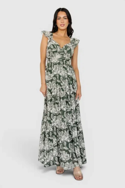 Baltic Børn Martina Maxi Dress In Green + White