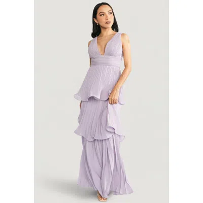 Baltic Børn Saphira Tiered Pleated Maxi Dress In Purple
