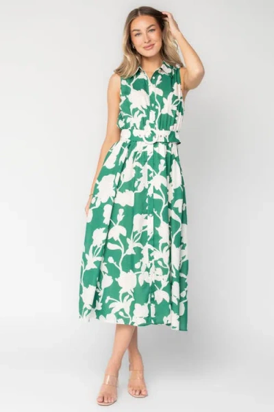 Baltic Børn Tatum Button Down Dress In Green + Off White