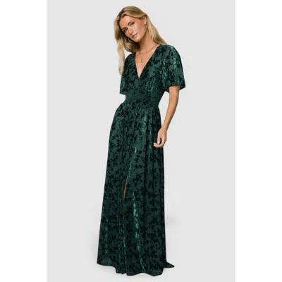 Baltic Børn Veronica Velvet Maxi Dress In Green