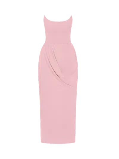 Balykina Anastasia Matt Silk Midi Dress Pink