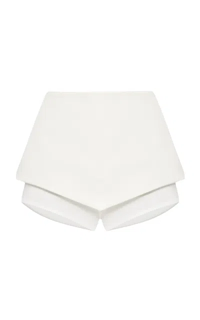Balykina Double Matt Silk Shorts In White