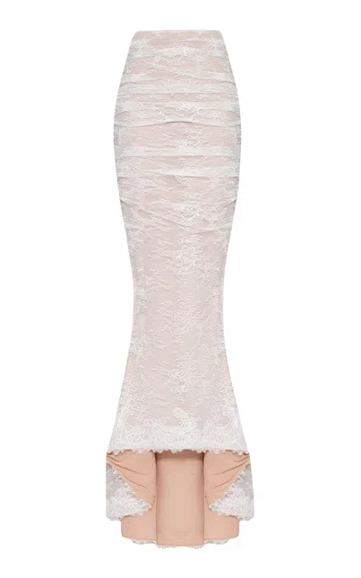 Balykina Draped Lace Maxi Skirt In White
