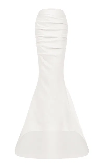 Balykina Draped Satin Maxi Skirt In White