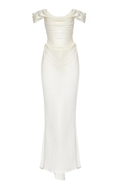 Balykina Élise Satin Maxi Dress In White