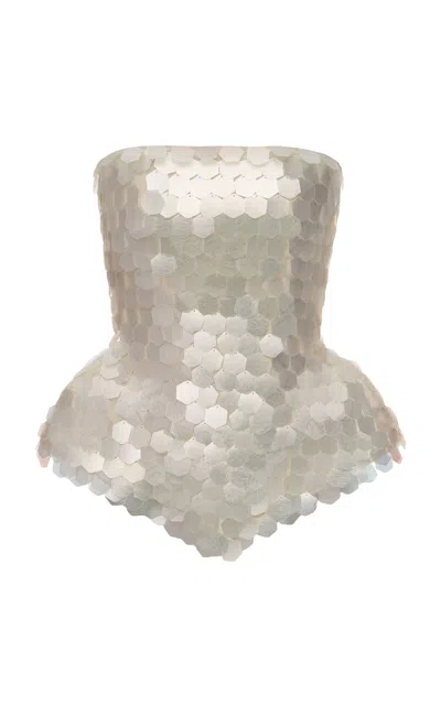 Balykina Kat Sequined Corset Top In White