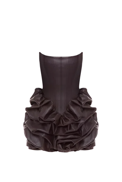 Balykina Lucky Leather Dress Burgundy In Black