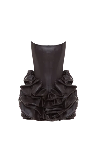 Balykina Lucky Leather Dress Deep Brown In Black