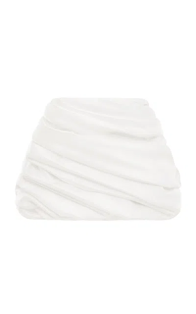 Balykina Ruched Mini Skirt With Detachable Train In White