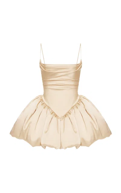 Balykina Saris Satin Convertible Mini Dress In Brown
