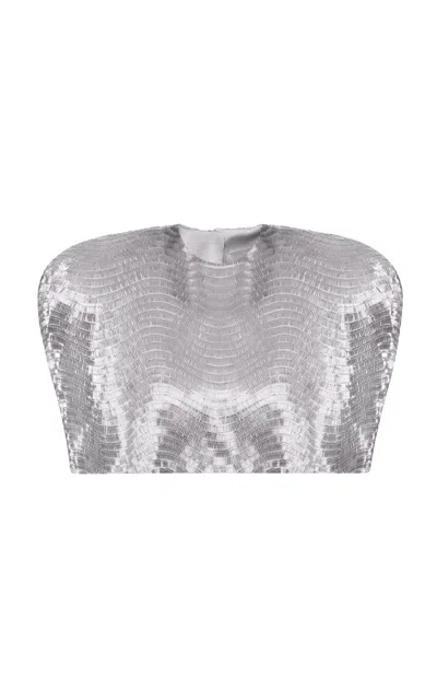 Balykina Sequined Cape Top In Silver