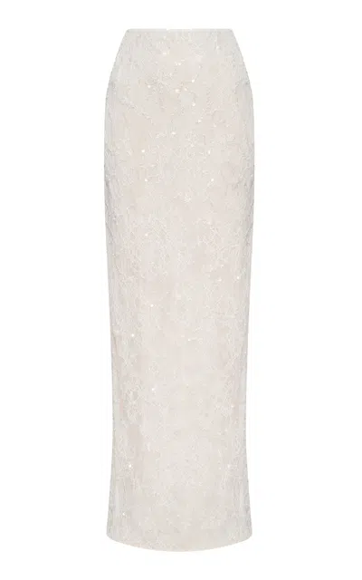 Balykina Sequined Lace Maxi Skirt In White