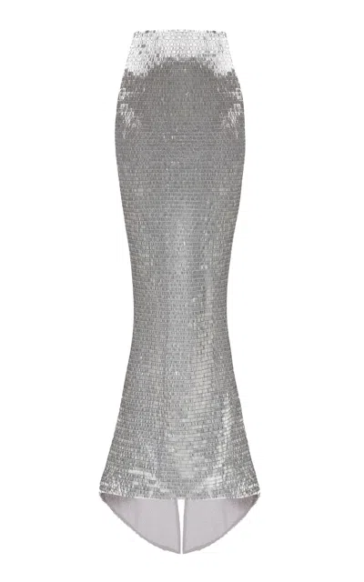 Balykina Sequined Maxi Skirt In Silver