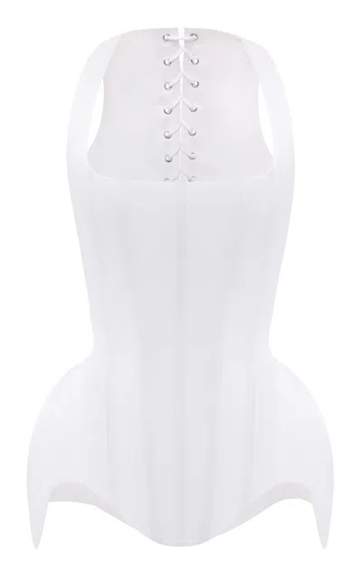 Balykina Soft Satin Corset With Lacing In White