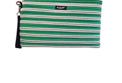 Bam Bags Carry All Wristlet Bag In Emerald/silver In Multi