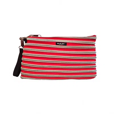 Bam Bags Carry All Wristlet Bag In Red/silver In Multi