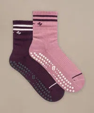 Bam Pilates Grip Crew Socks In ["purple"]