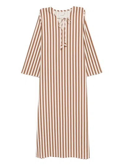 Bambah Amazon Striped Dress In Brown