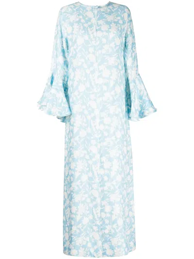Bambah Arielle Floral-print Kaftan In Blue