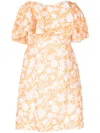 Bambah Arielle Floral-print Ruffled Minidress In Orange