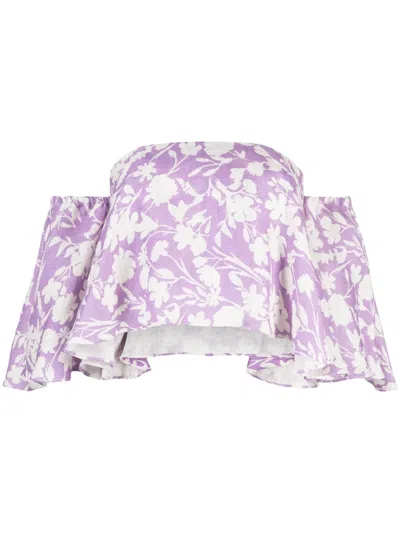Bambah Arielle Off-shoulder Cropped Top In Violett