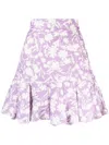 Bambah Arielle Ruffle-hem Linen Mini Skirt In Violett
