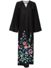 Bambah Black Hibiscus Moza Kaftan In Black