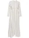 Bambah Black Striped Tie String Kaftan In Neutrals