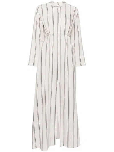 Bambah Black Striped Tie String Kaftan In Neutrals